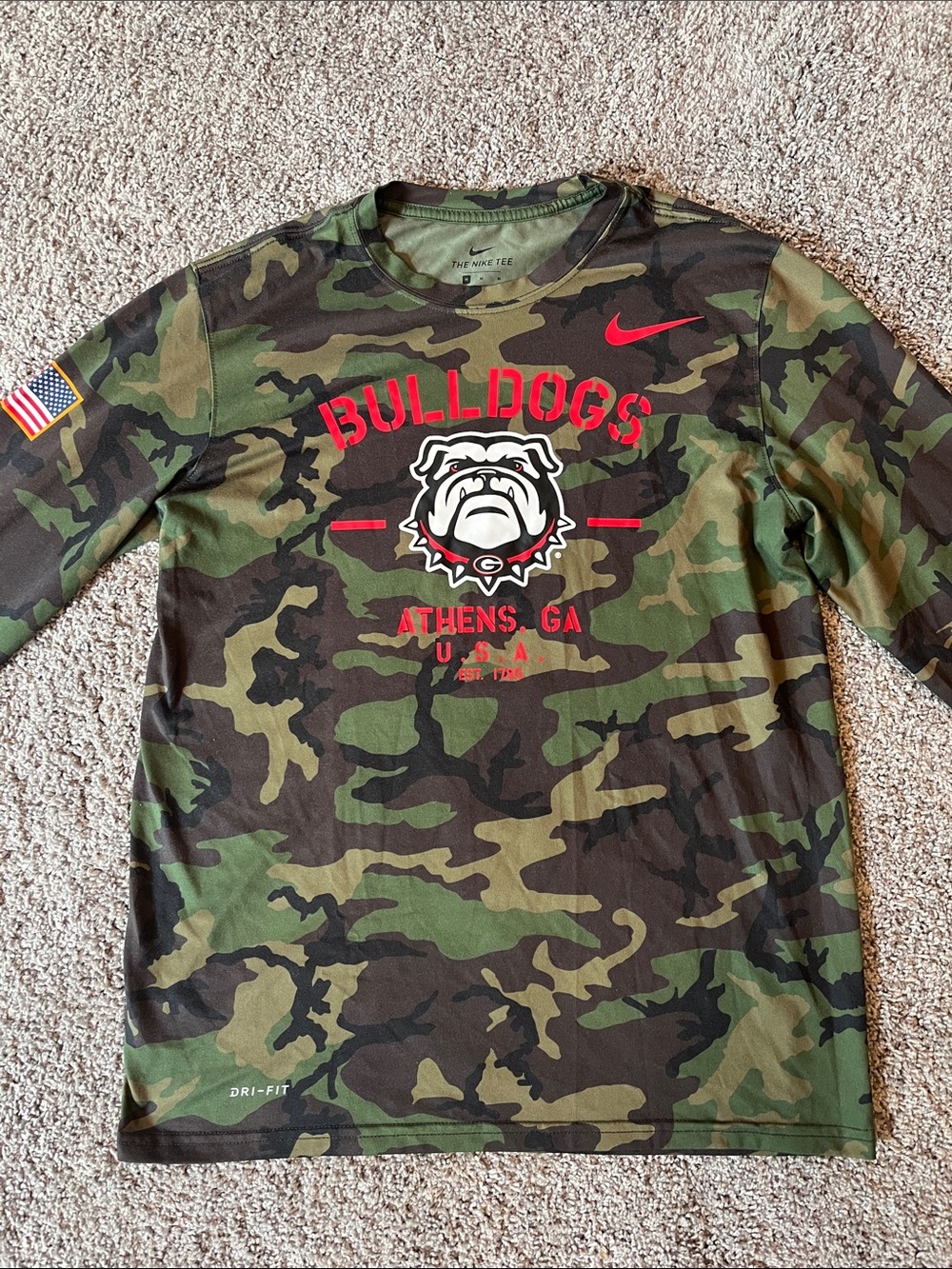 Nike Camo Dri-FIT Short Sleeve Tee - Green & Brown - Georgia Bulldogs